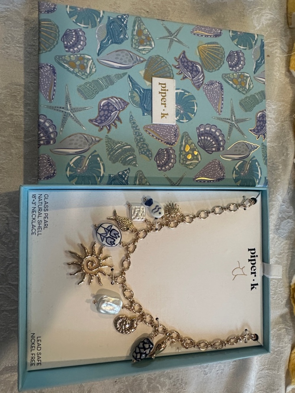 Piper·k Gold Sun & Blue Charm Necklace